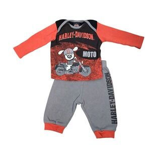 Harley-Davidson Infant Boys 2pc Set Moto Dog Graphic Top Gray Joggers 3/6 Months